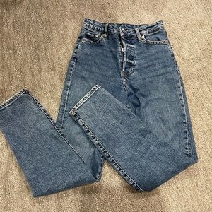 H&M Dark Blue Mom Jeans High Rise Size 0